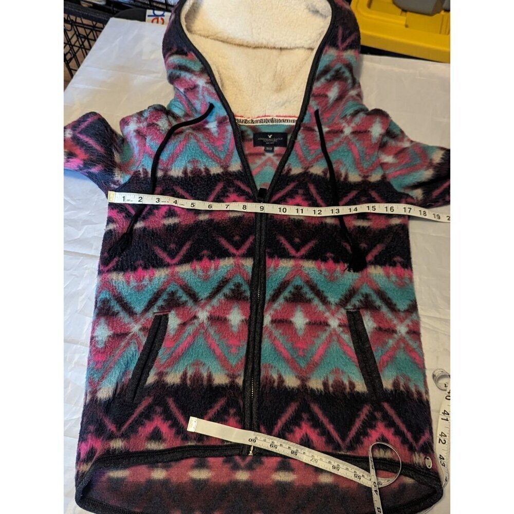 American Eagle Outfitters Women's Tribal/Aztec Fleece Jacket Full Zip Hooded XS - Picture 9 of 16